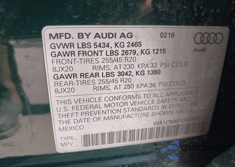 2019 Audi Q5 45 Premium from USA, damaged, VIN WA1CNAFY2K2063412